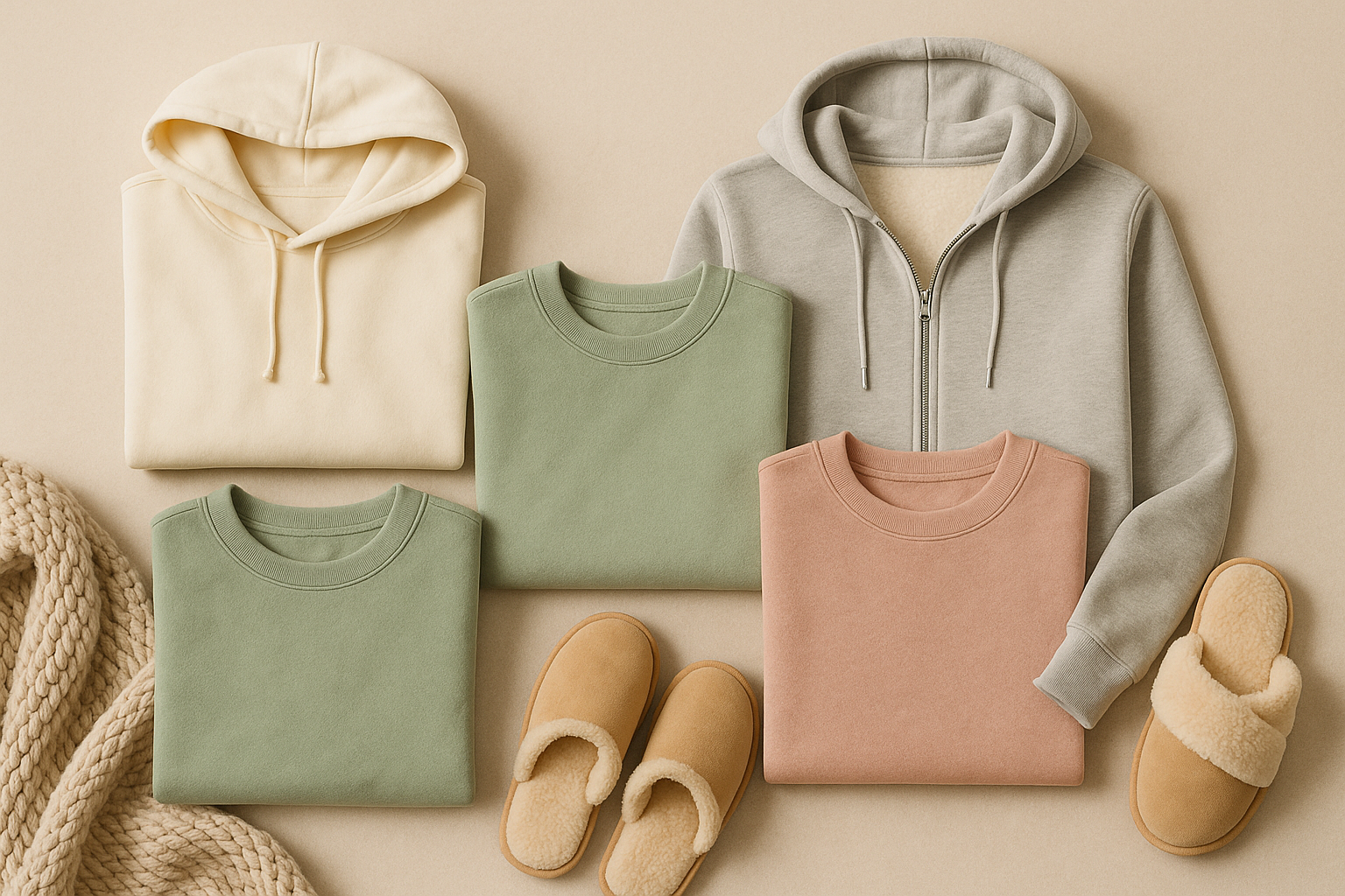 tengfo una tieenda que produce loungeware, esto incluye, hoodies chaquetas hoodies, sudaderas, pantuflas. Hazme un banner que puieda aparecer en l apagina de las coleecciones de todos lo sproductos anteriores sin desenyonar