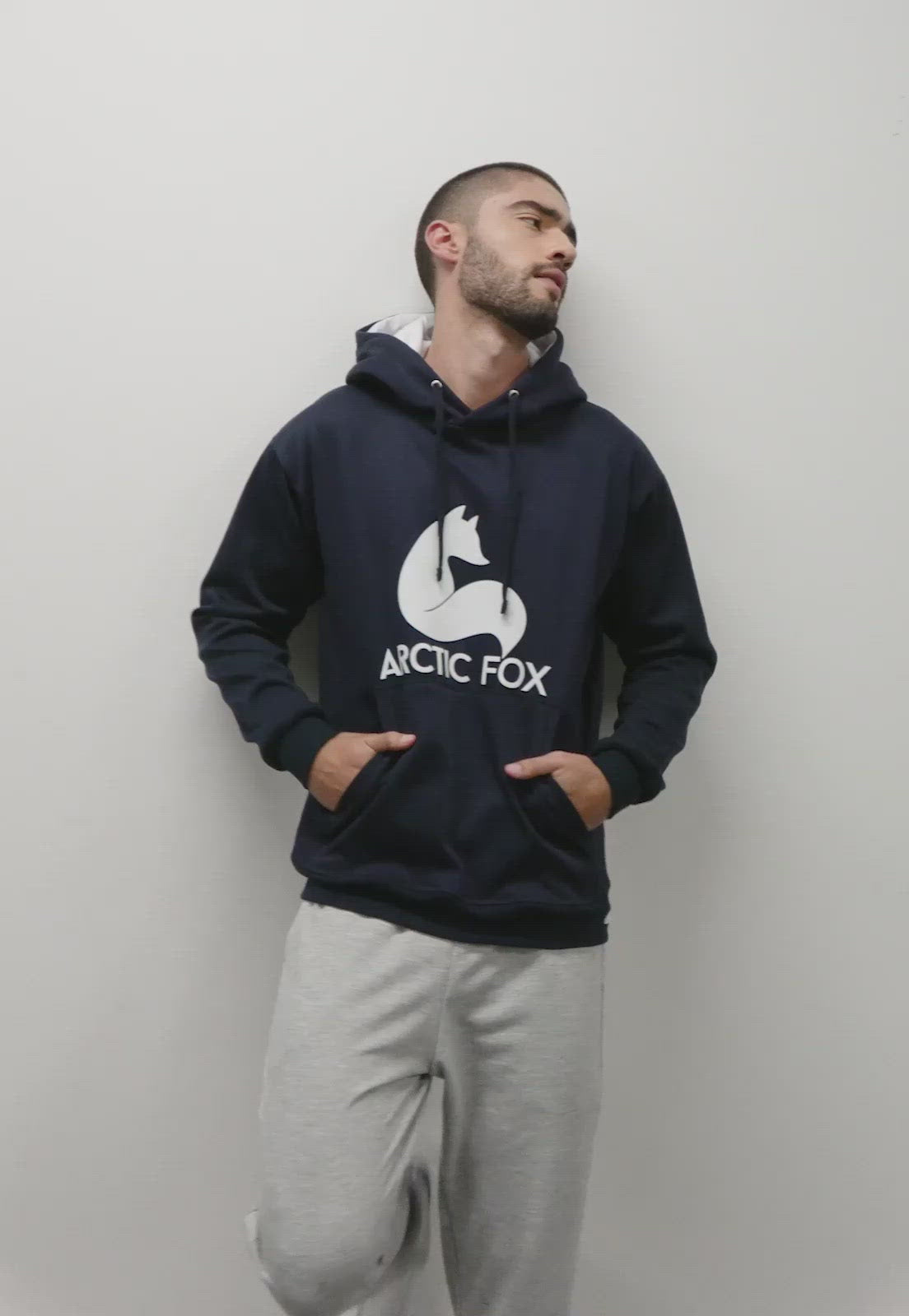 Sudadera para Hombre | Hoodie Azul y Gris Jaspe | Arctic Fox |