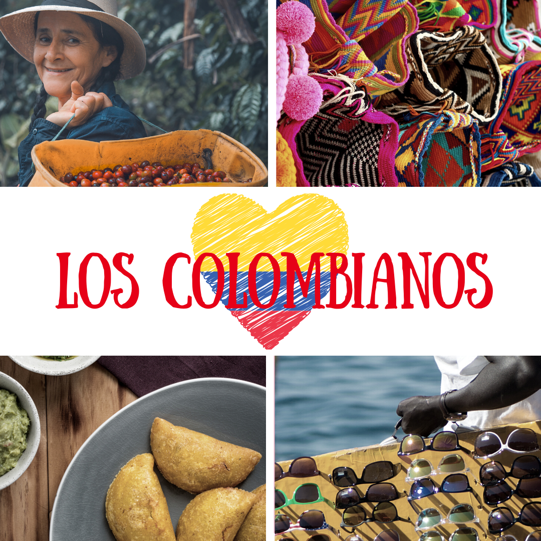 quienes son los colombianos, señora recolectora, vendedor de gafas, empanadas y mochilas wuayu