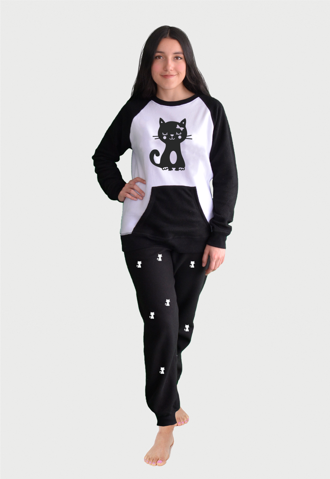 Pijama para Mujer Negra | Gata Negra | En Fleece y Dulceabrigo