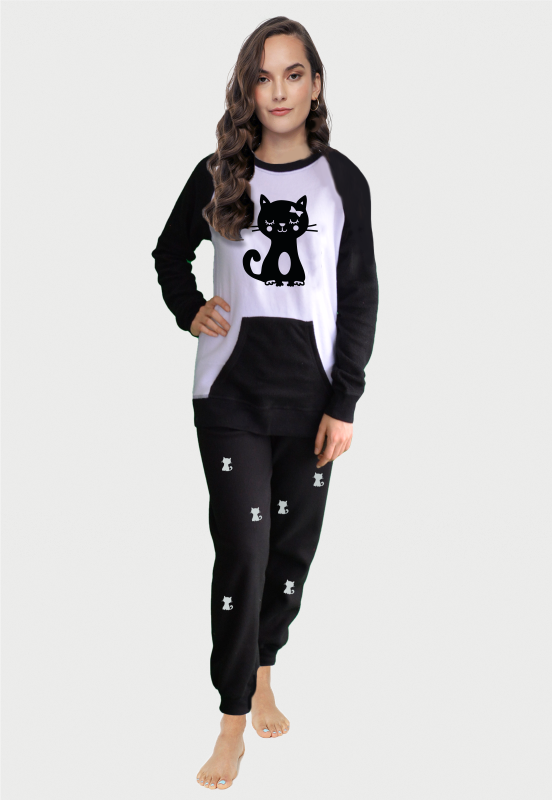Pijama para Mujer Negra | Gata Negra | En Fleece y Dulceabrigo