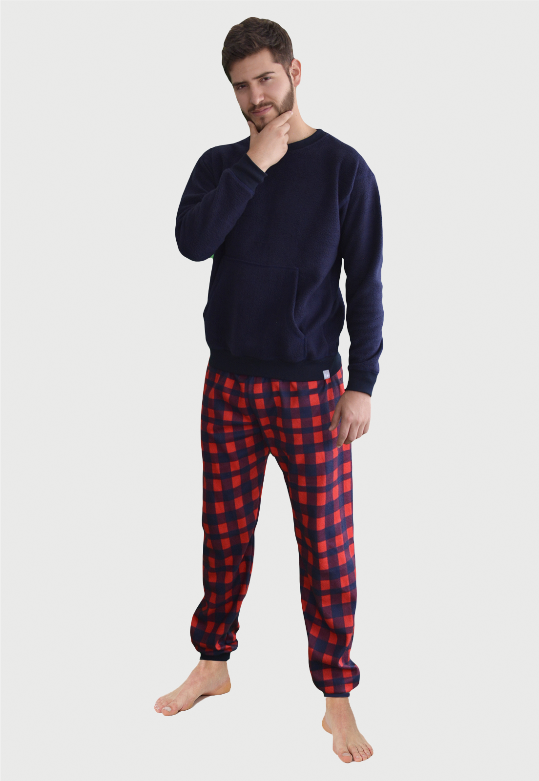 Pijama Termica Hombre Azul Roja | Leñador |Fleece y Dulce Abrigo|