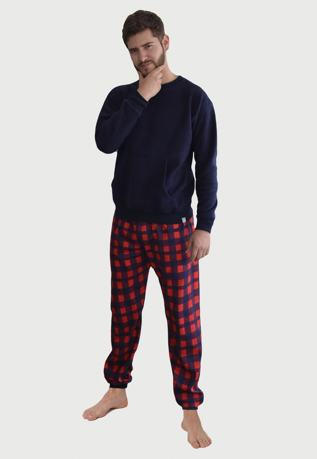 Pijama Termica Hombre Azul Roja | Leñador |Fleece y Dulce Abrigo|