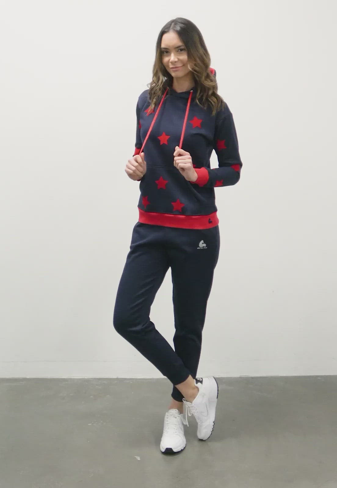 Conjunto de Sudadera para Mujer | Buzo Hoodie Azul | Estrellas Rojas |