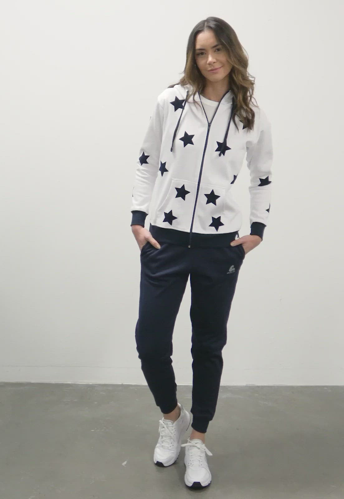 Conjunto Sudadera Mujer | Chaqueta Hoodie Blanca | Estrellas |