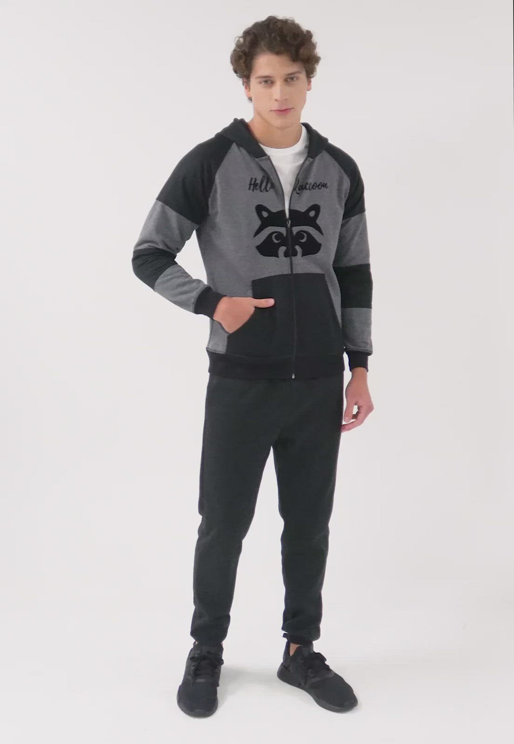 Chaqueta para Hombre | Gris y Negra | Mapache