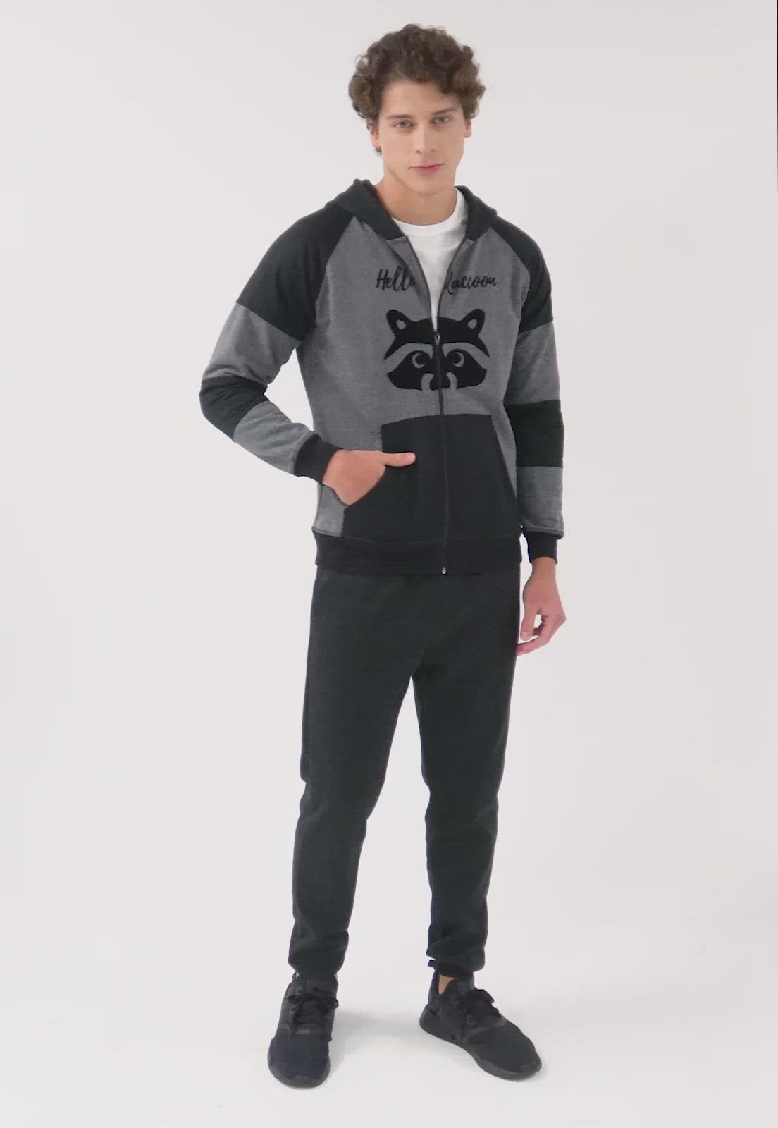 Chaqueta para Hombre | Gris y Negra | Mapache