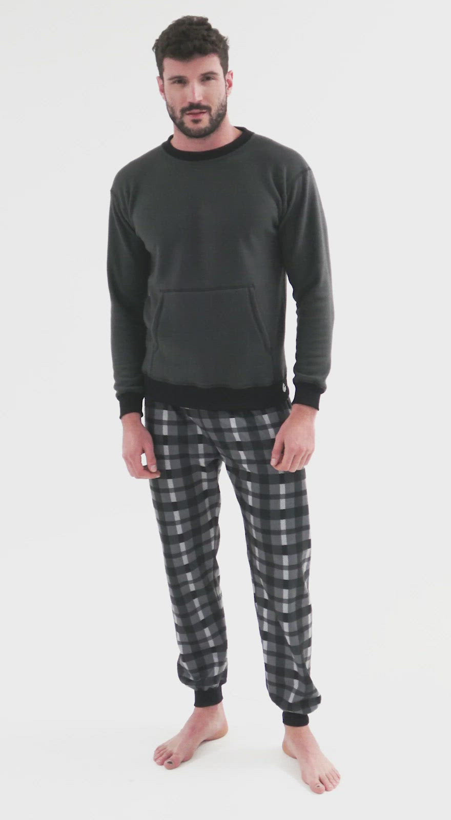 Pijama Termica Hombre Negra Gris | Leñador |Fleece y Dulce Abrigo|