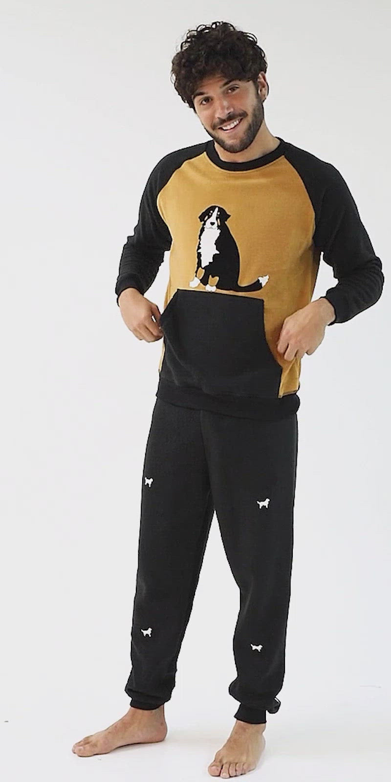 Pijama para Hombre Negra Tabaco| Bernés | En Fleece