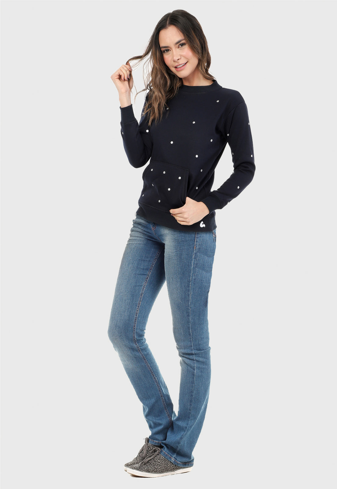Buzo para Mujer Azul Navy | Puntitos plateados
