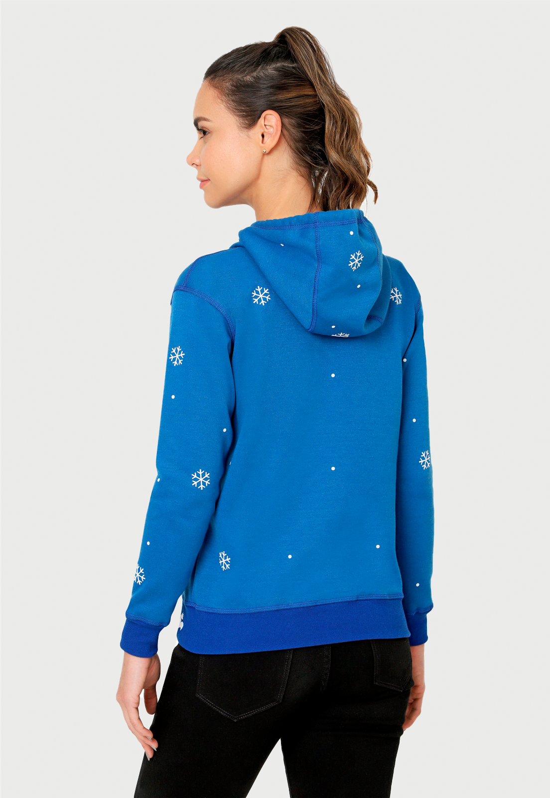 Buzo Hoodie para Mujer | Azul | Colección Navidad Rudolph