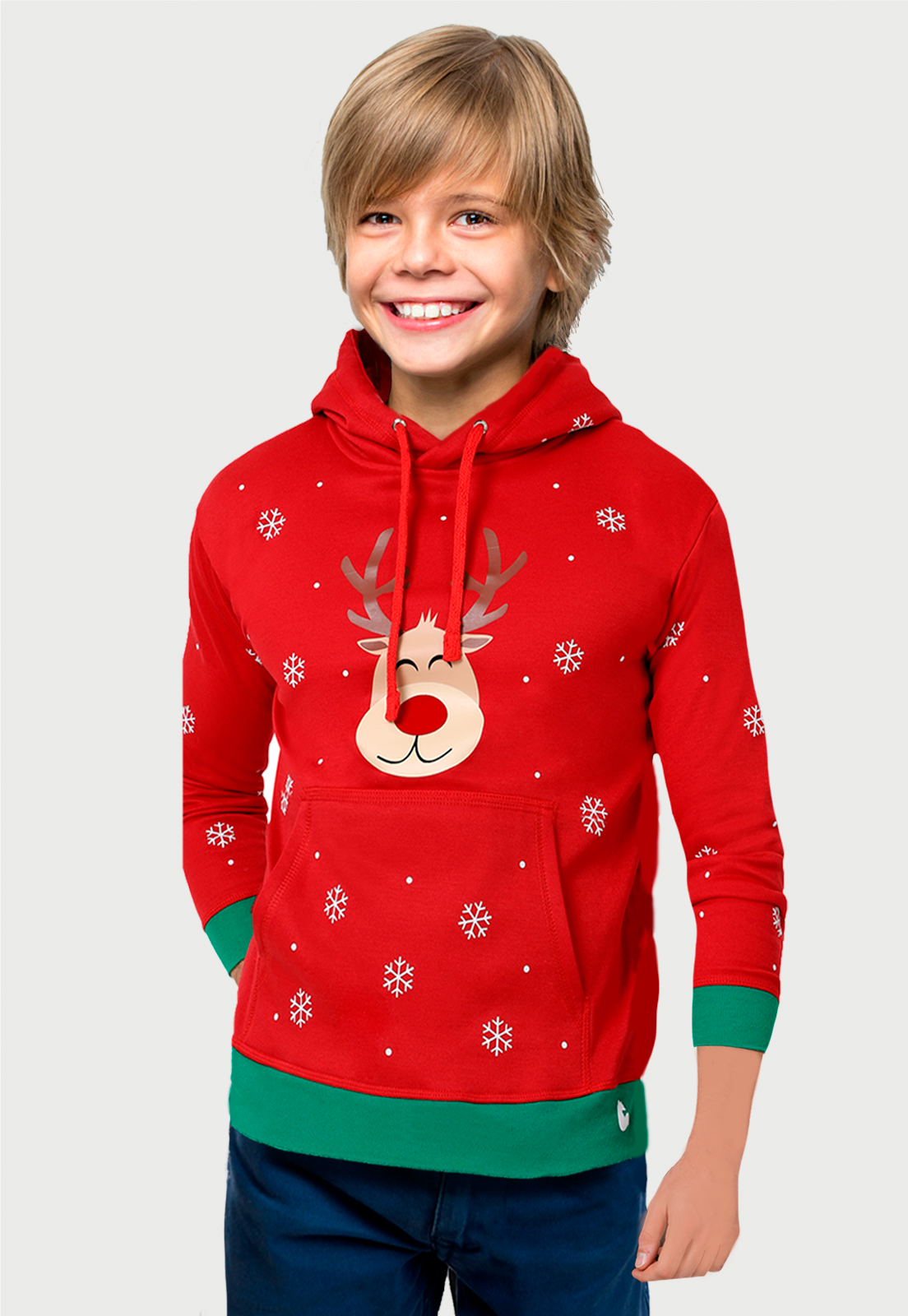 Buzo Hoodie para Niños | Rojo | Colección Navidad Rudolph