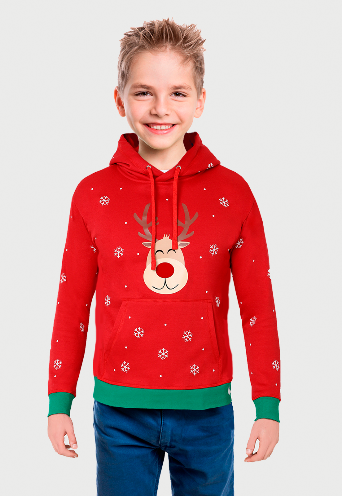 Buzo Hoodie para Niños | Rojo | Colección Navidad Rudolph