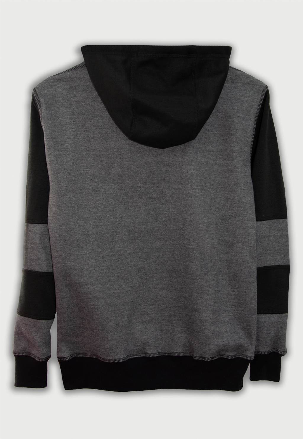 Buzo hoodie negro y gris con mapache y texto Hello Raccoon en el pecho estampado al calor. 