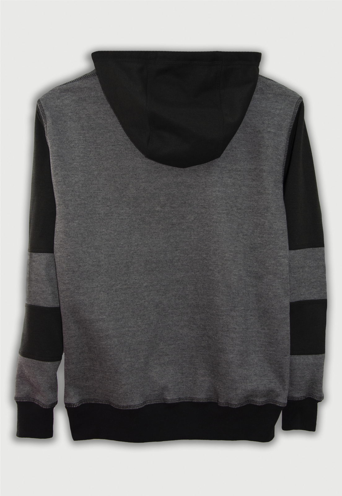 Buzo hoodie negro y gris con mapache y texto Hello Raccoon en el pecho estampado al calor. 