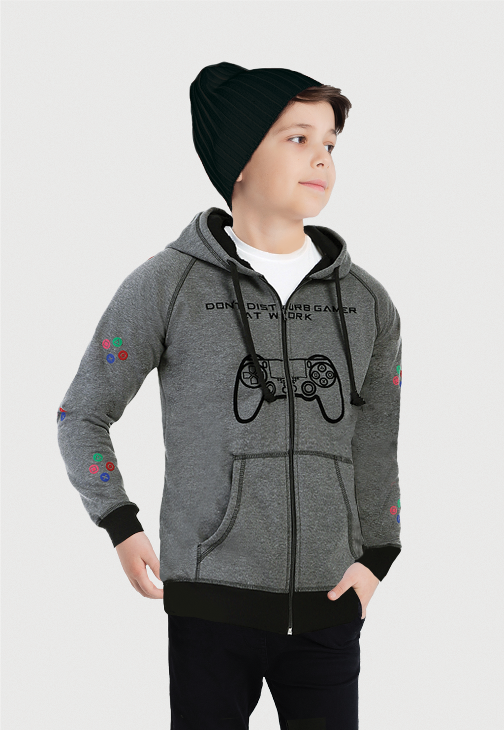 Chaqueta Hoodie para Niño Gris | Gamer