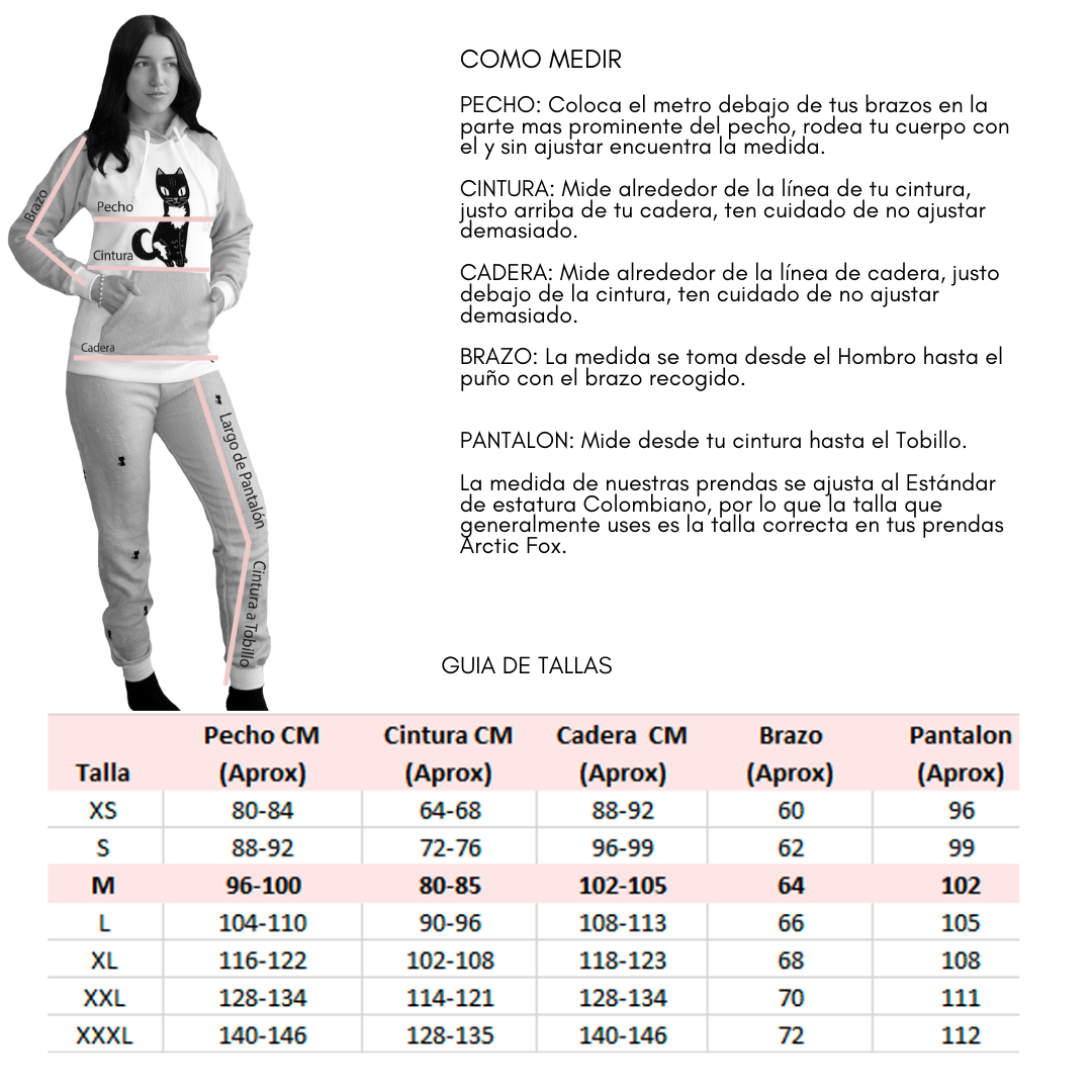 Tabla guía para las tallas de mujer Arctic Fox Colombia