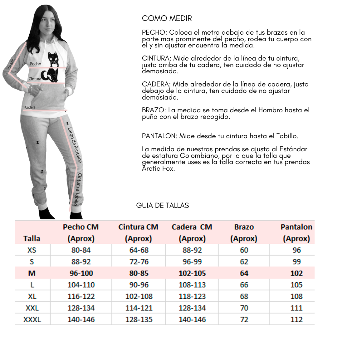 Pijama térmica para Mujer Negra | Mapache | En Fleece y Dulceabrigo |