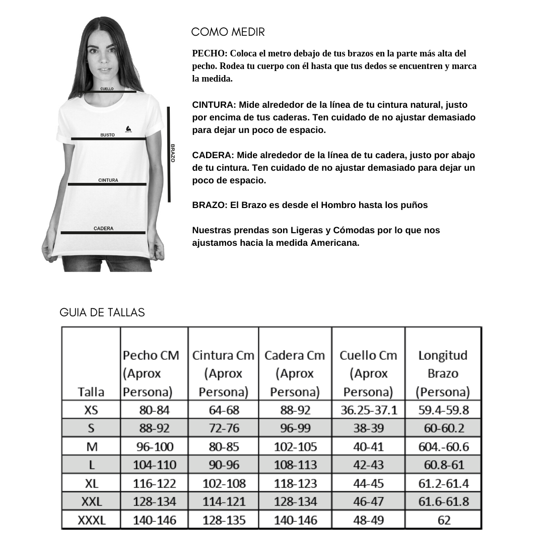 Tabla guía para las tallas de mujer Arctic Fox Colombia