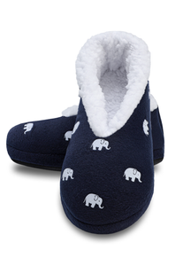 vista frintal de las pantuflas azules de elefantes de arctic fox
