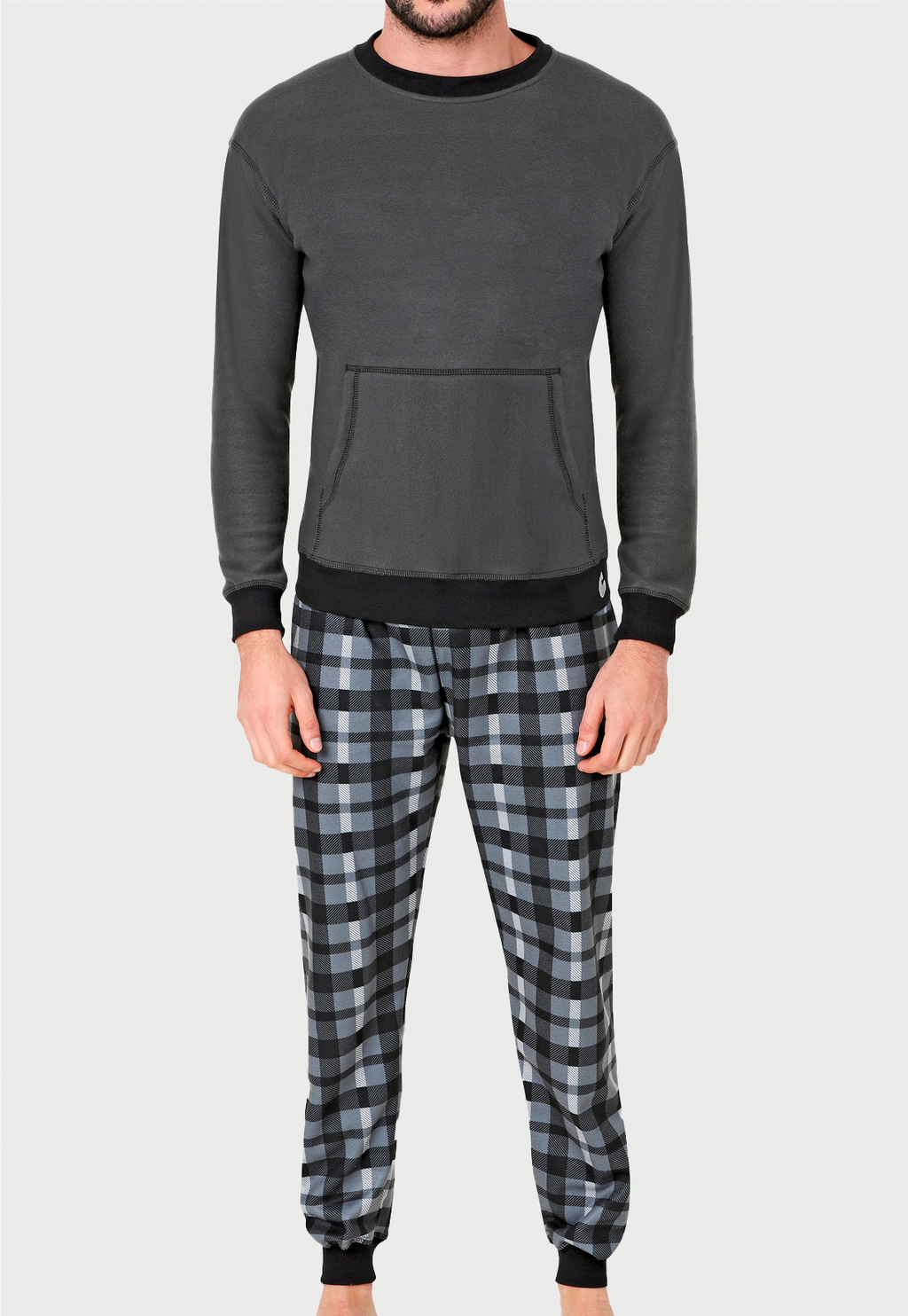 Pijama Termica Hombre Negra Gris | Leñador |Fleece y Dulce Abrigo|