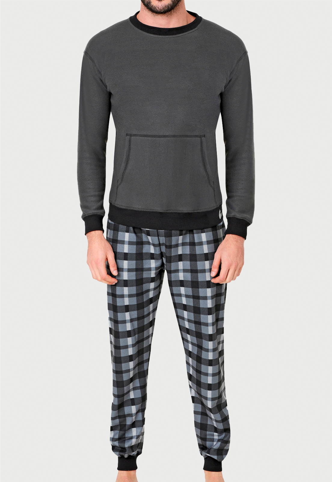 Pijama Termica Hombre Negra Gris | Leñador |Fleece y Dulce Abrigo|