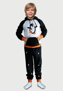 Pijama para Niños Negra | Pingüino | En Fleece