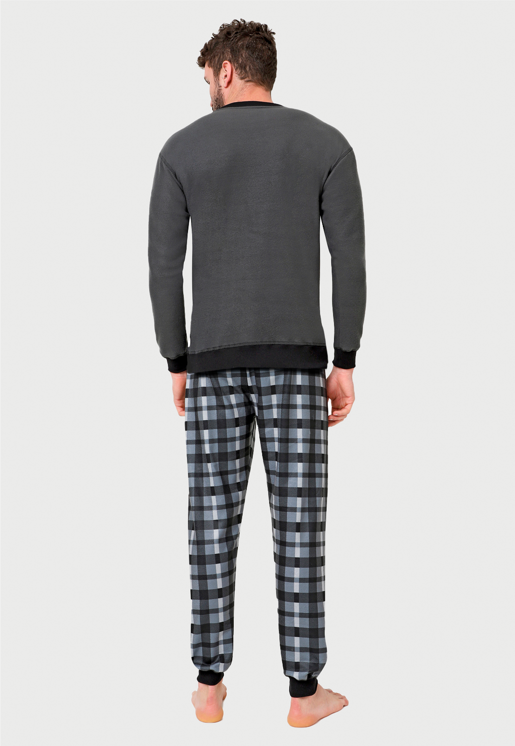 Pijama Termica Hombre Negra Gris | Leñador |Fleece y Dulce Abrigo|