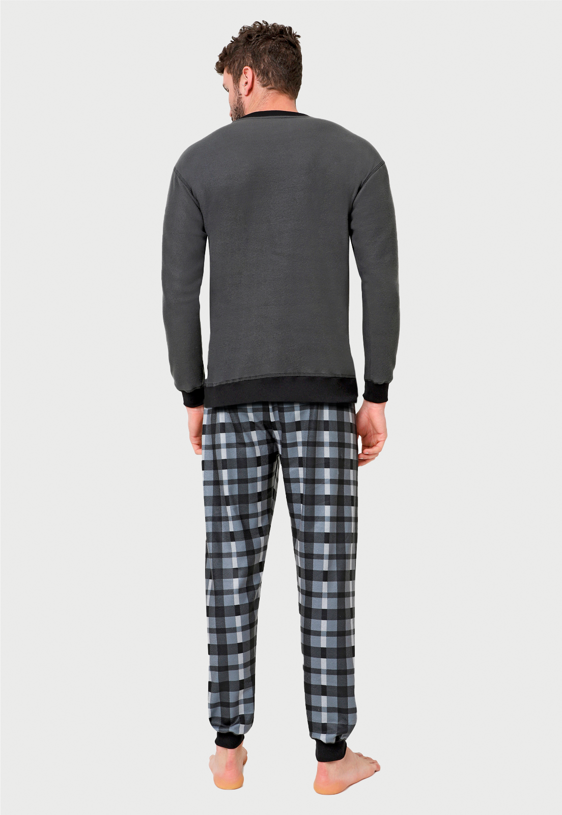 Pijama Termica Hombre Negra Gris | Leñador |Fleece y Dulce Abrigo|