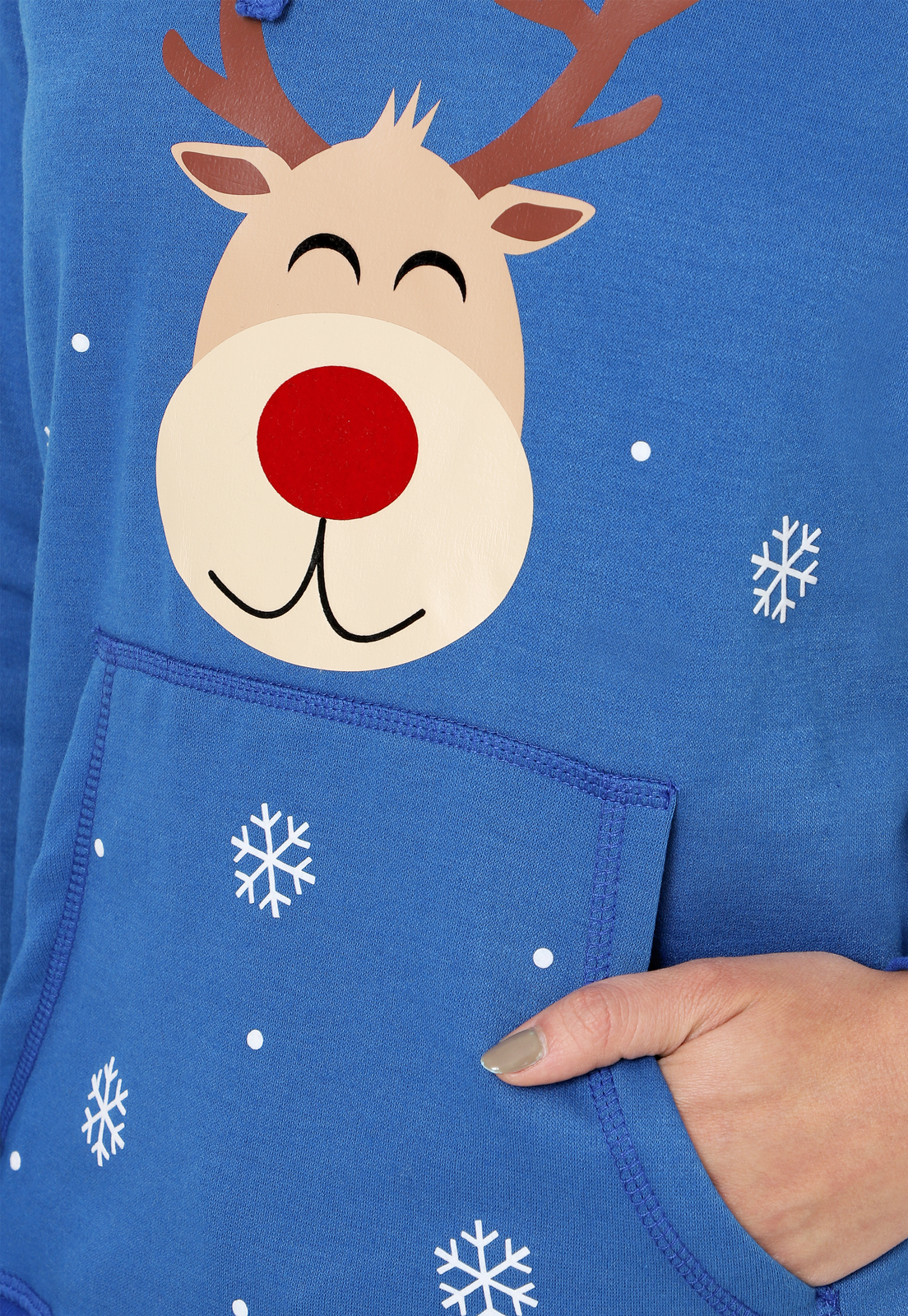 Buzo Hoodie para Mujer | Azul | Colección Navidad Rudolph