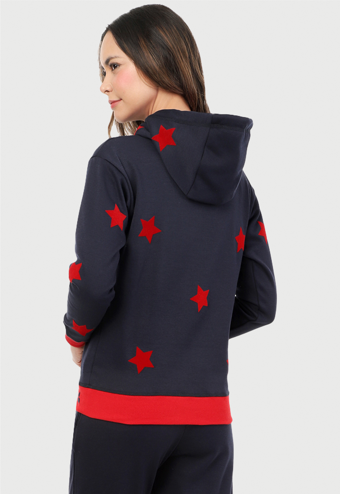 Buzo Hoodie para Mujer | Azul estrellas rojas | Arctic Fox