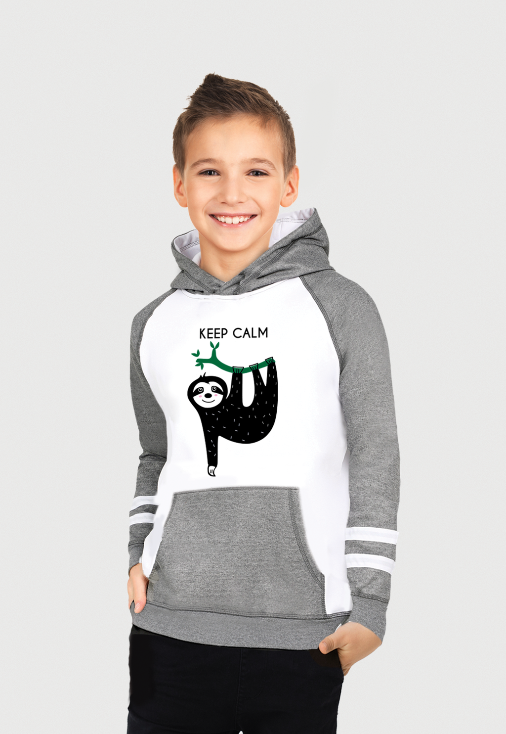 Buzo hoodie para niños | capota | gris | oso perezoso | Arctic Fox
