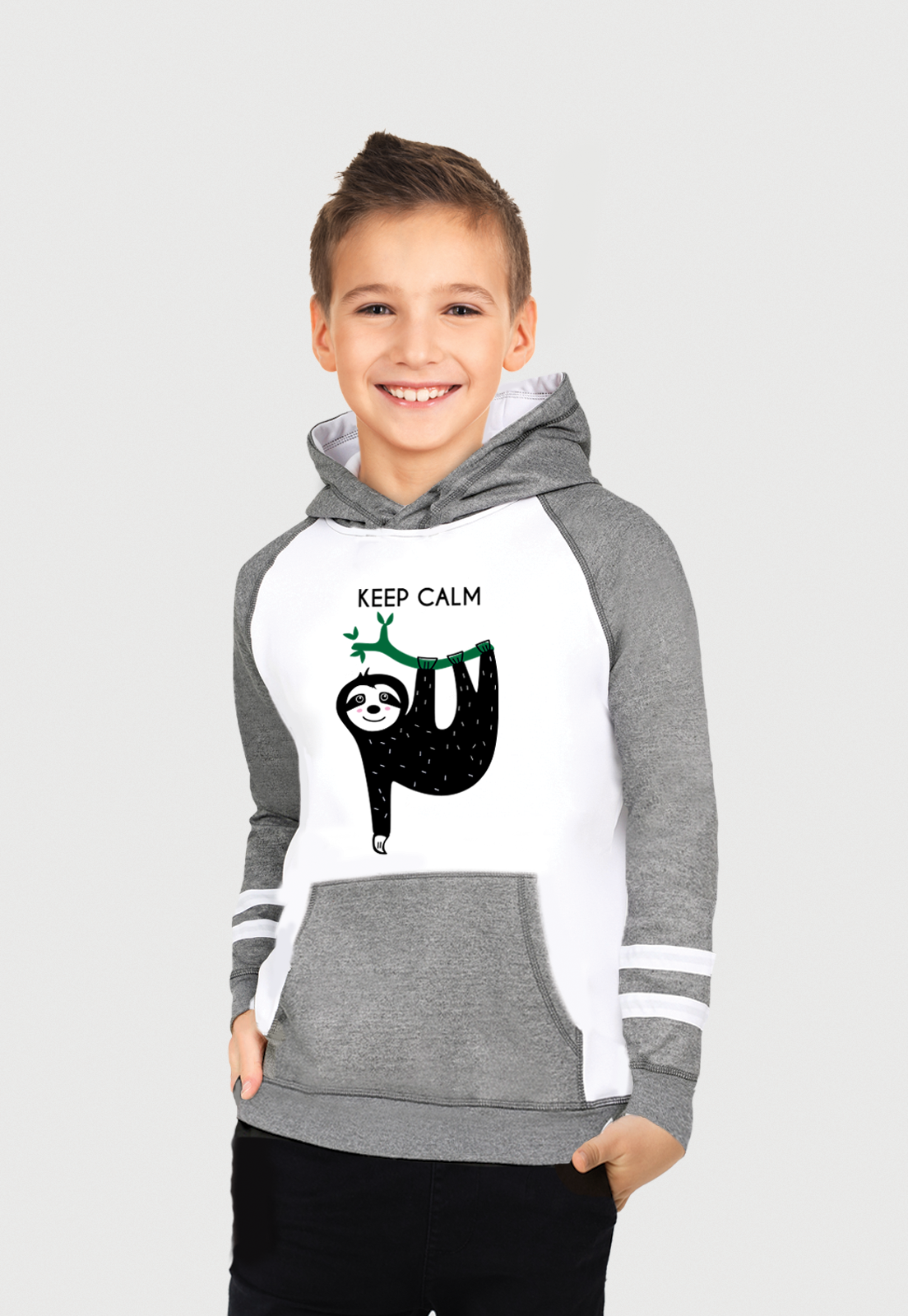 Buzo hoodie para niños | capota | gris | oso perezoso | Arctic Fox
