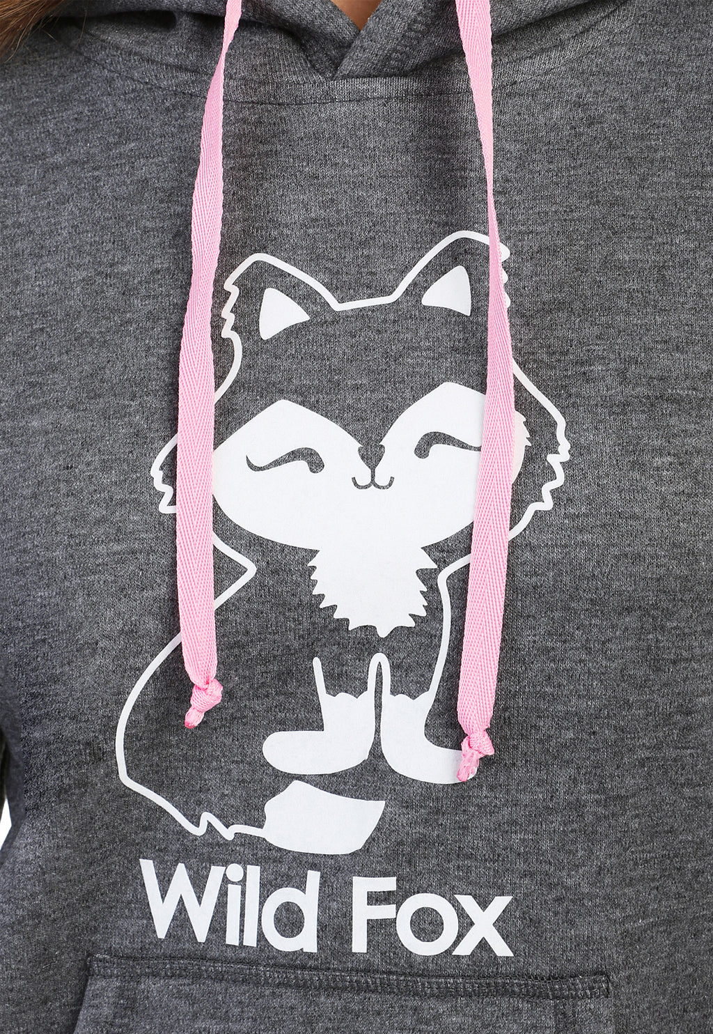 Buzo Hoodie para Mujer Gris con franjas rosa | Zorro Blanco