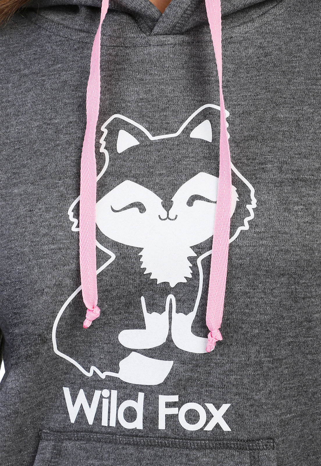 Buzo Hoodie para Mujer Gris con franjas rosa | Zorro Blanco
