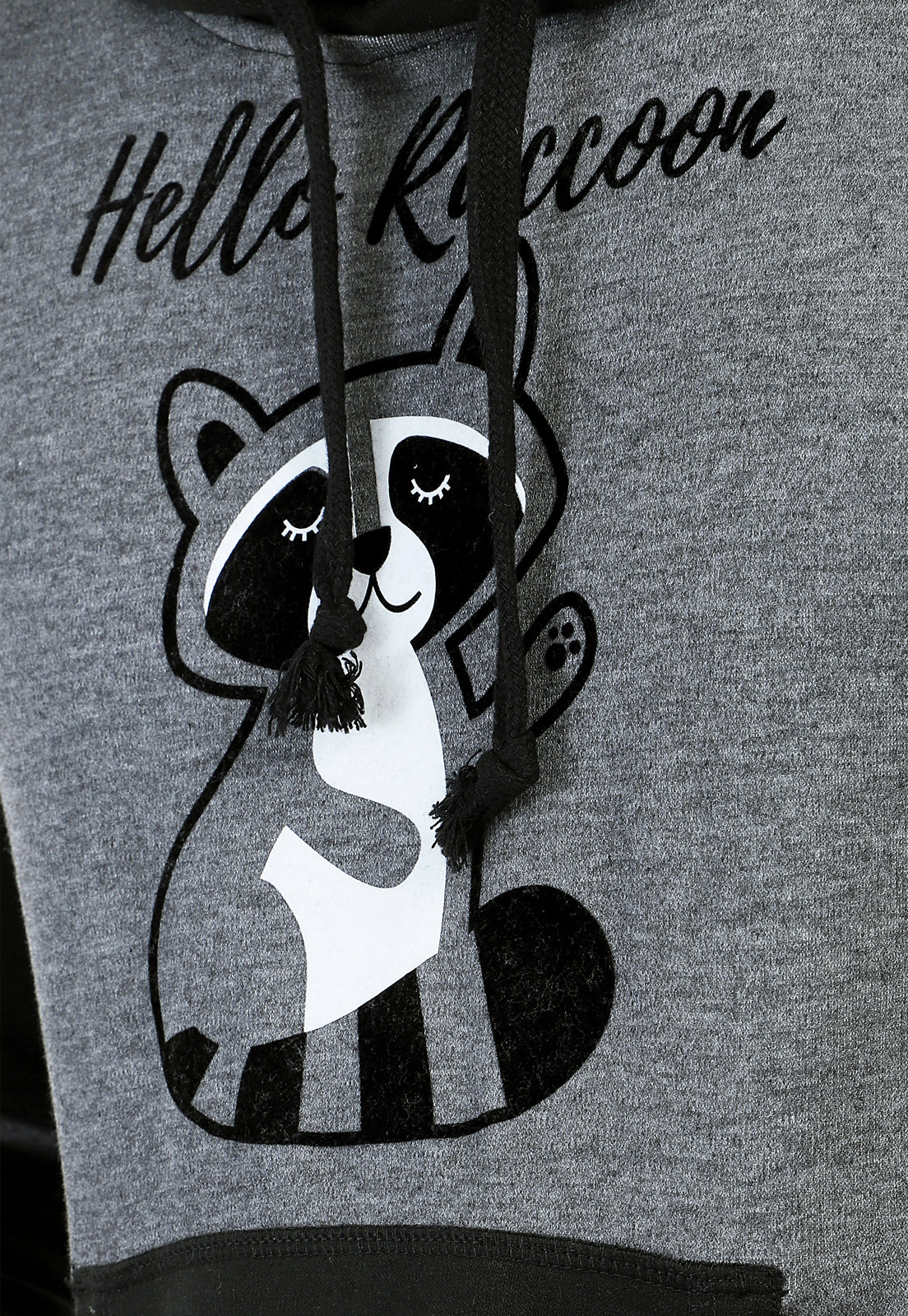 Buzo Hoodie para Hombre | Negro y Gris | Mapache
