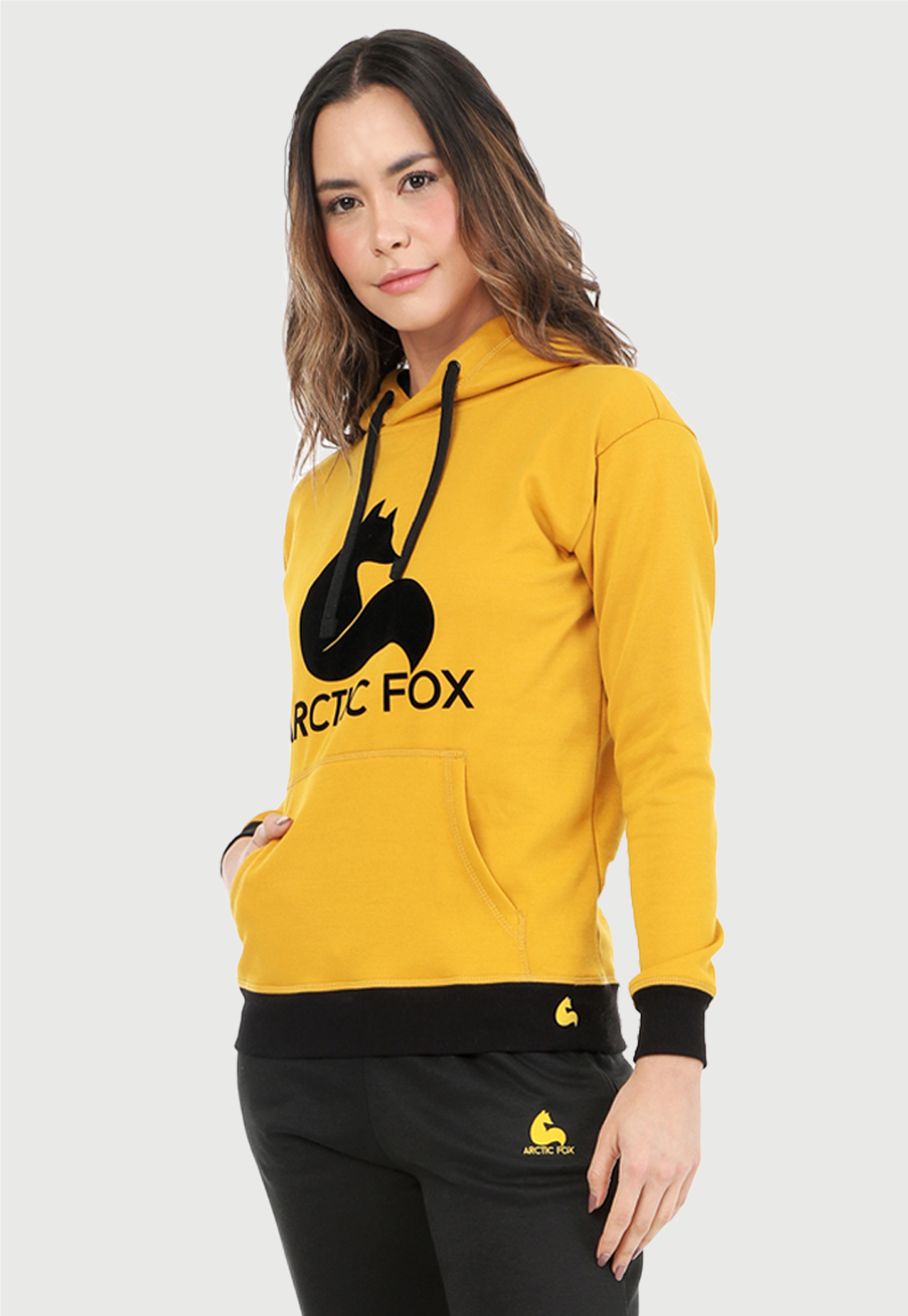 Buzo Hoodie para Mujer | Mostaza Negro | Arctic Fox