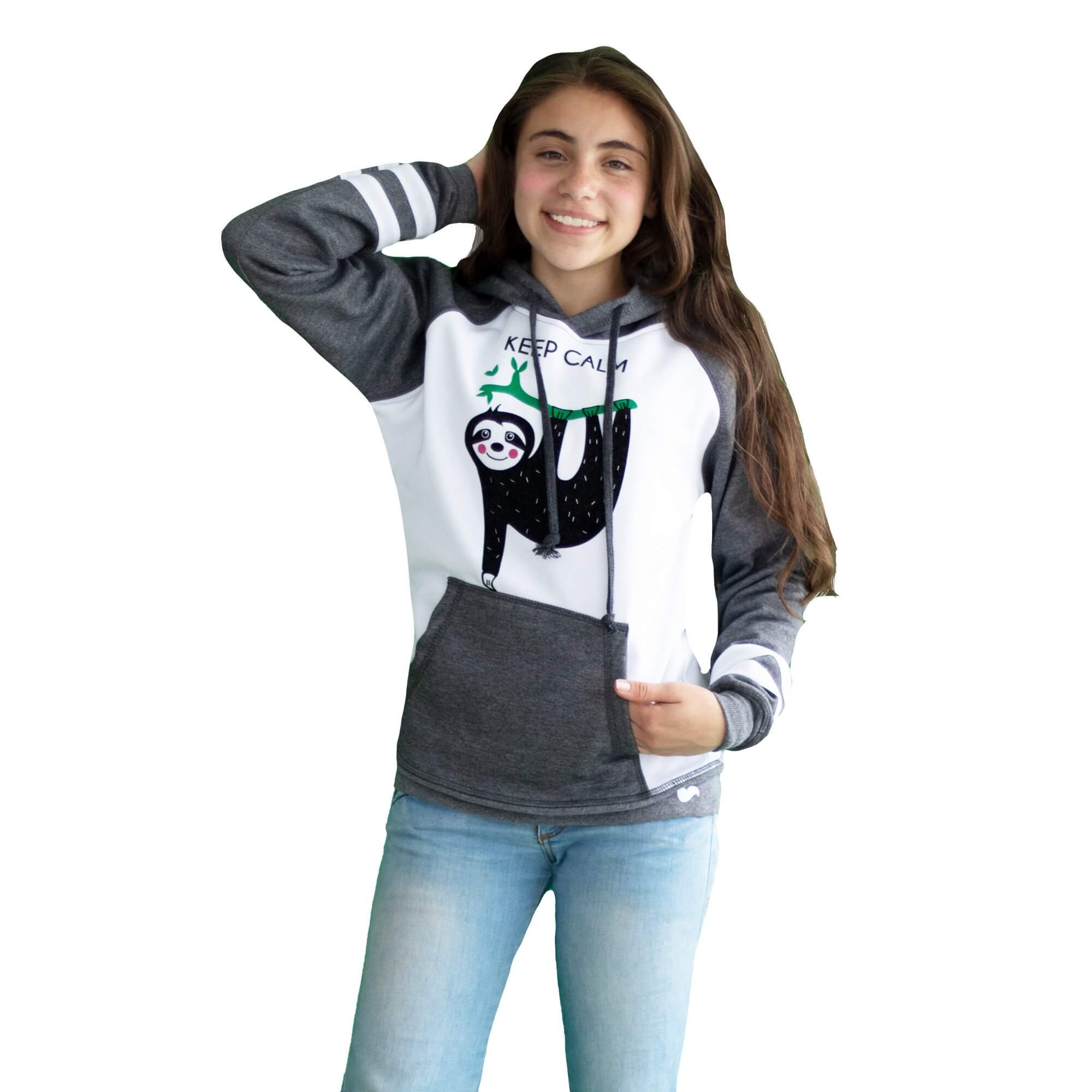 Niña vistiendo un Buzo Hoodie Oso Perezoso de Arctic Fox Colombia