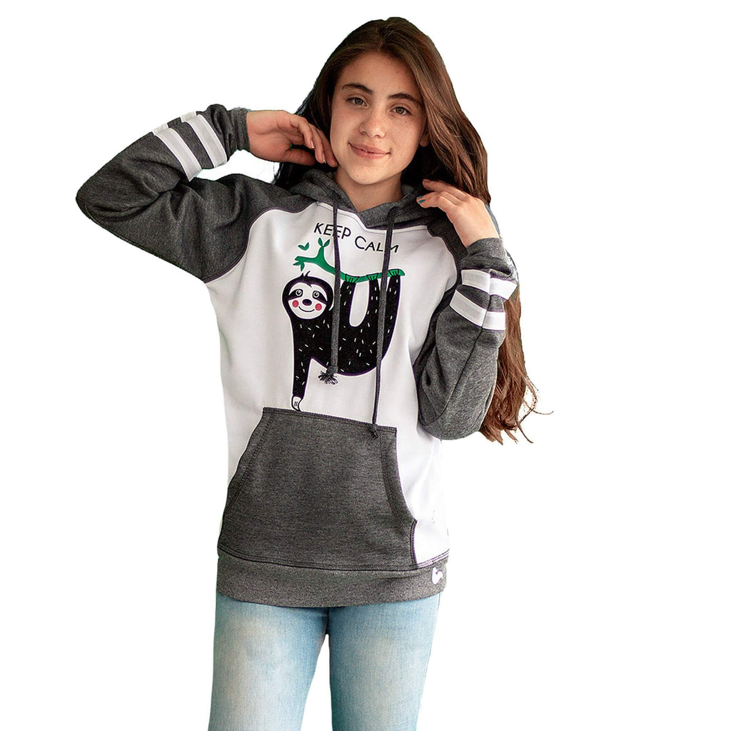 Lateral Izquierdo de Niña vistiendo un Buzo Hoodie Oso Perezoso de Arctic Fox Colombia