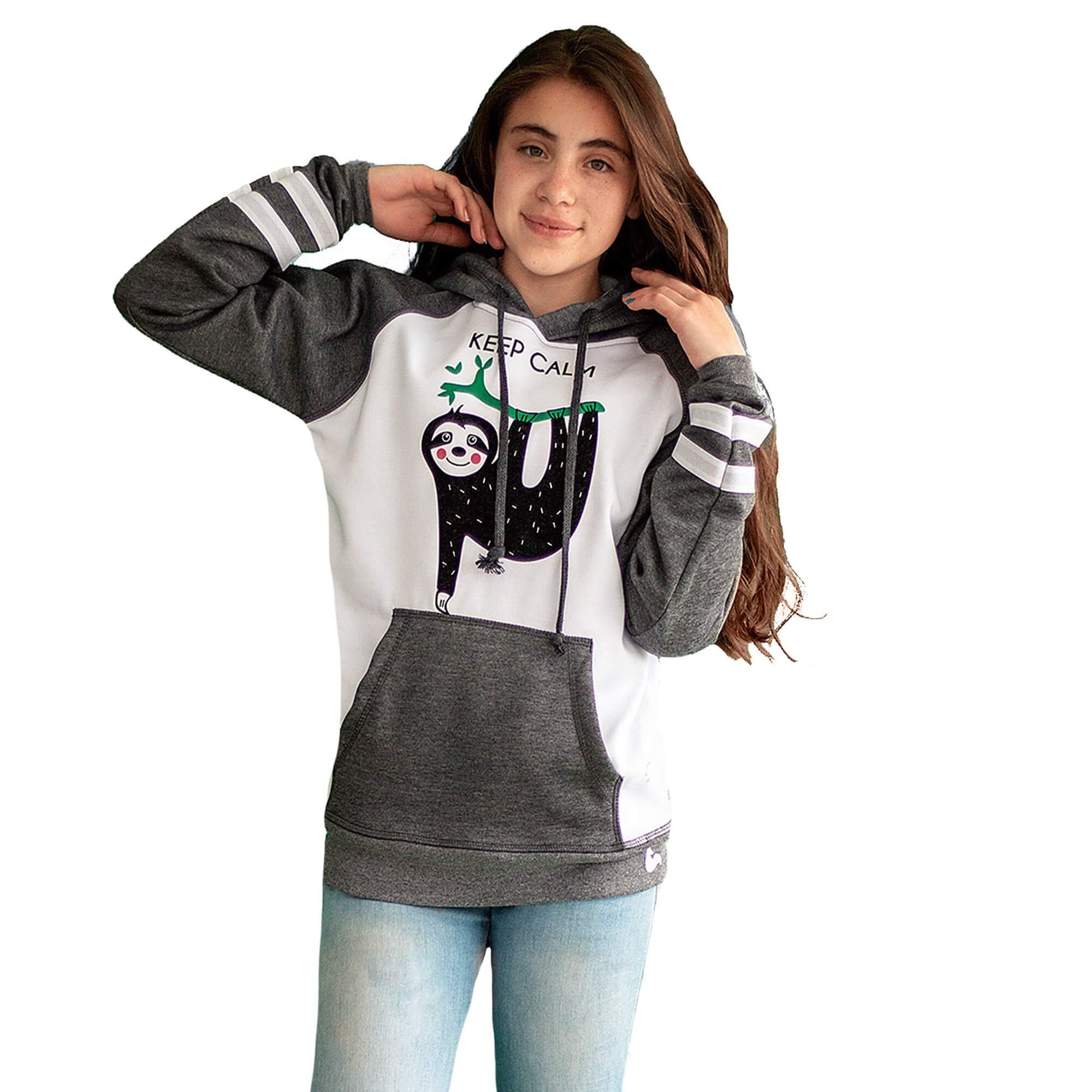 Lateral Izquierdo de Niña vistiendo un Buzo Hoodie Oso Perezoso de Arctic Fox Colombia