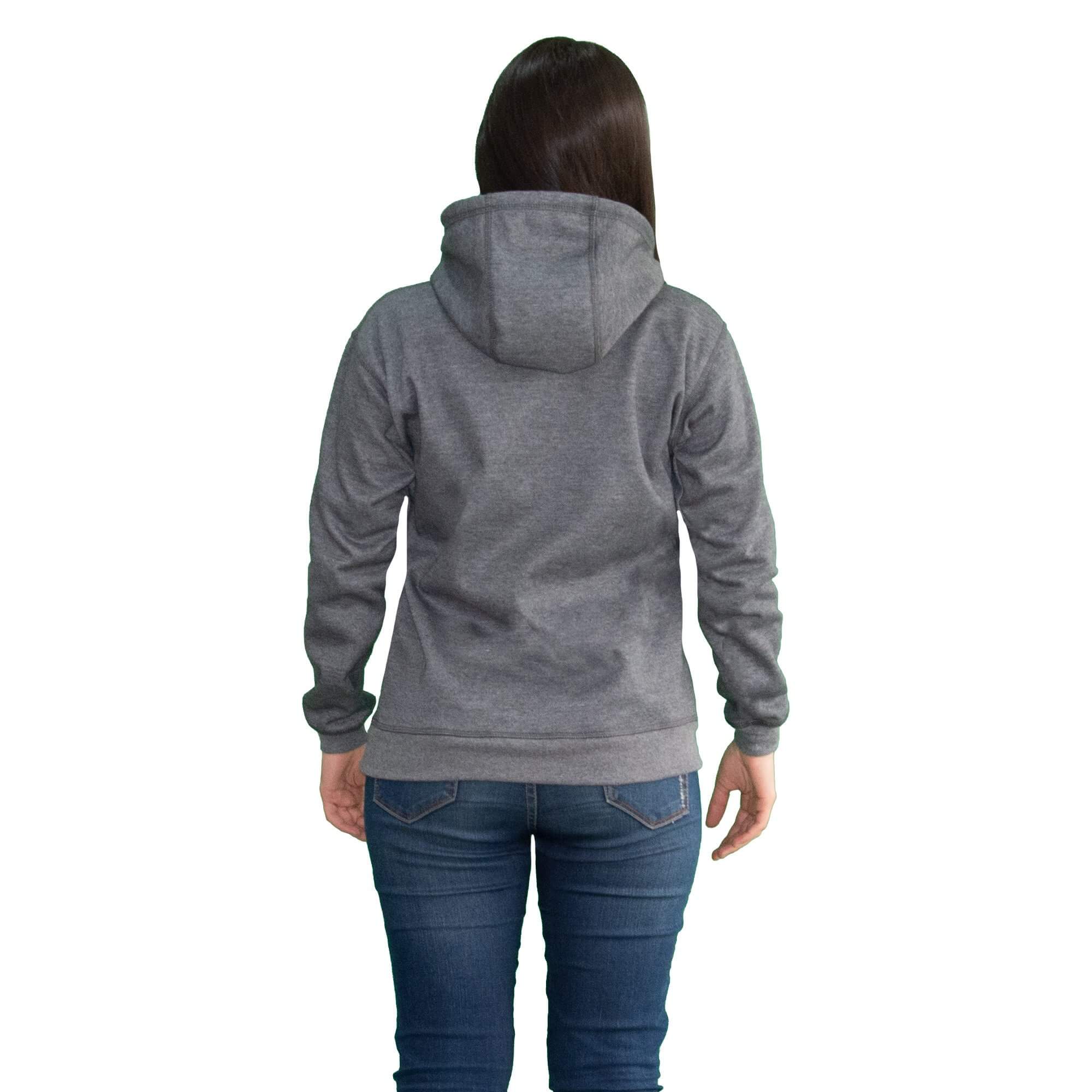 Espalda de Niña vistiendo un Buzo Hoodie Zorro Blanco con franjas rosa de Arctic Fox Colombia
