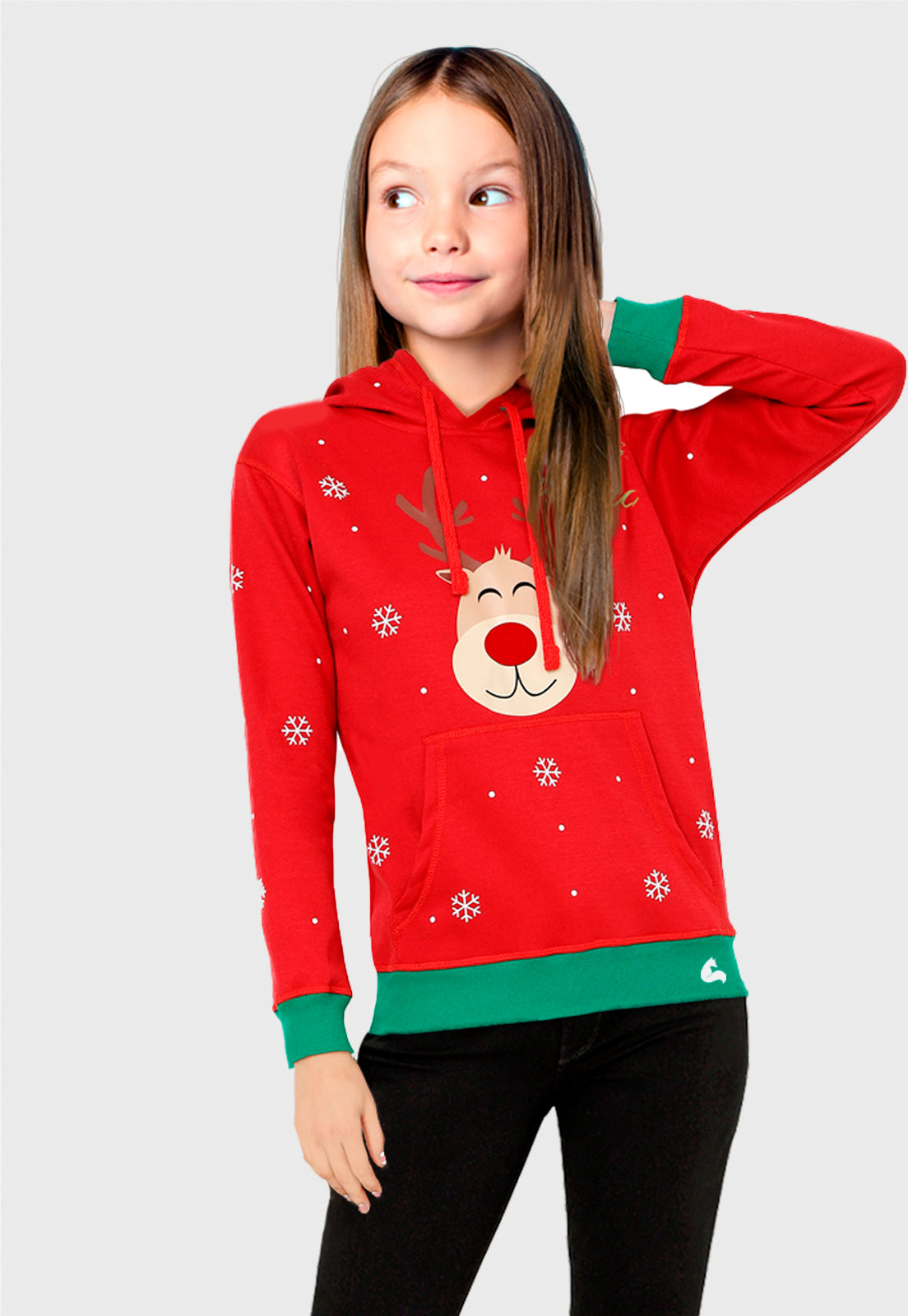 Buzo Hoodie para Niñas | Rojo | Colección Navidad Rudolph