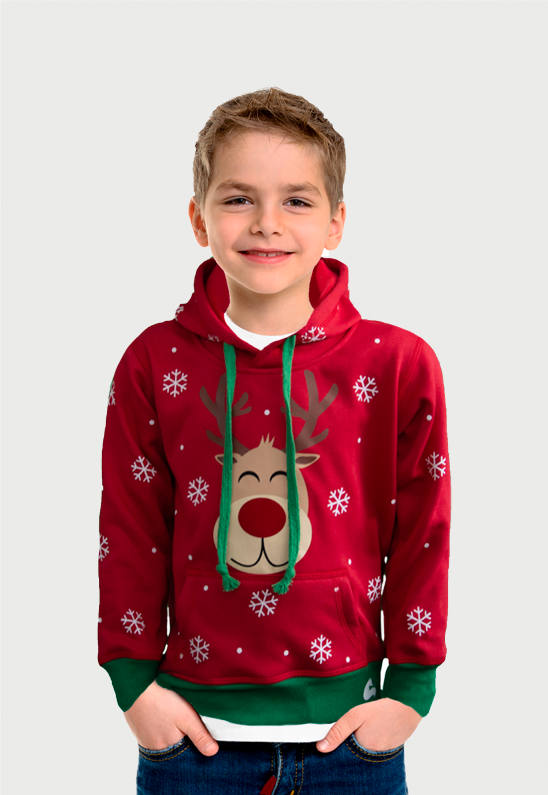 Buzo Hoodie para Niños | Rojo | Colección Navidad Rudolph