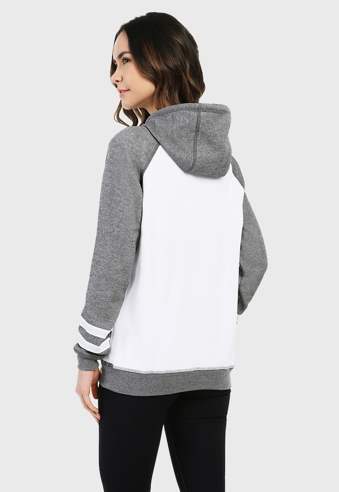 Buzo Hoodie para Mujer Gris y Blanco | Oso Perezoso