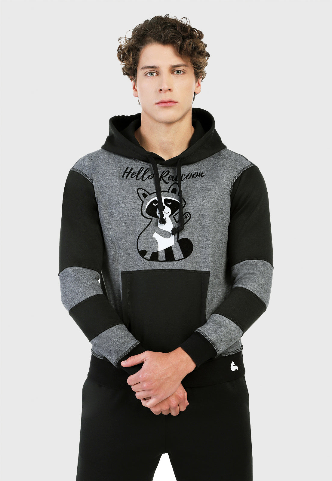 Buzo Hoodie para Hombre | Negro y Gris | Mapache