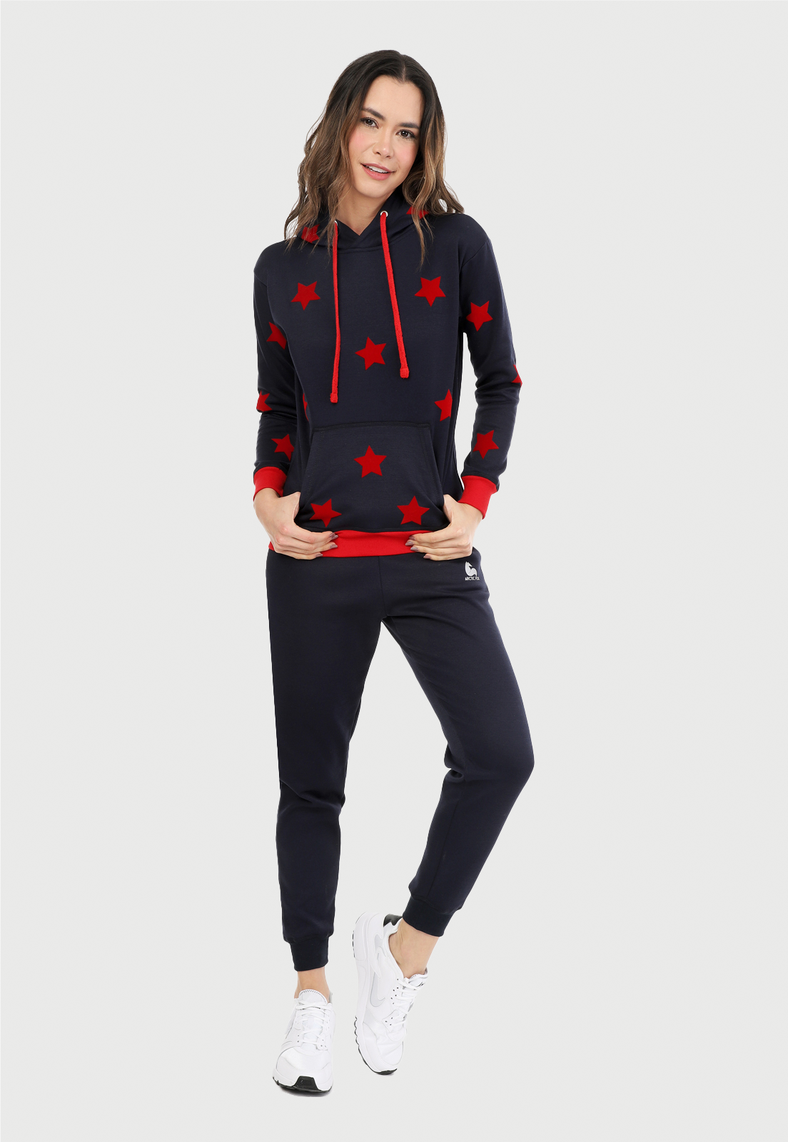 Buzo Hoodie para Mujer | Azul estrellas rojas | Arctic Fox