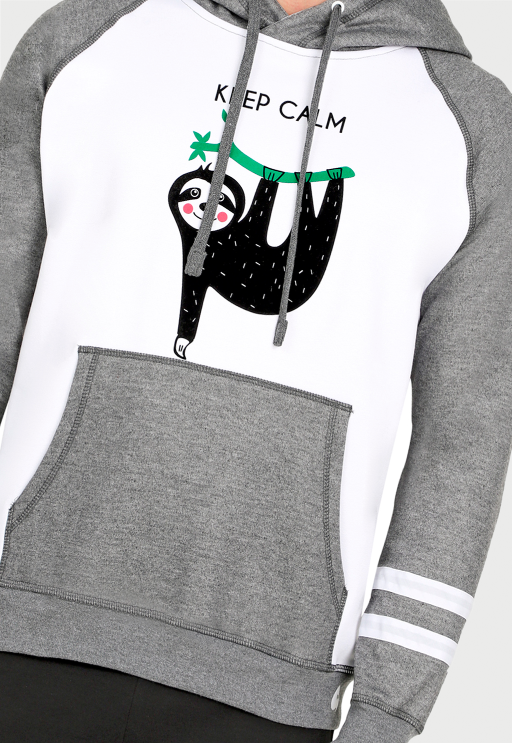 Buzo Hoodie para Hombre | Gris y Blanco | Oso Perezoso