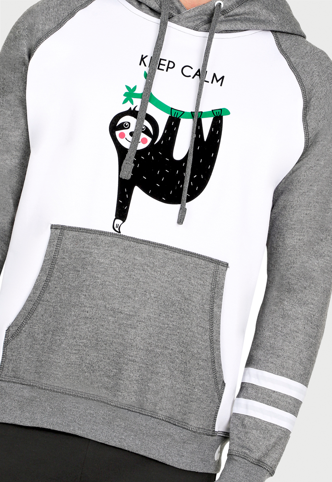Buzo Hoodie para Hombre | Gris y Blanco | Oso Perezoso