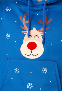 Buzo Hoodie para Niños | Azul | Colección Navidad Rudolph