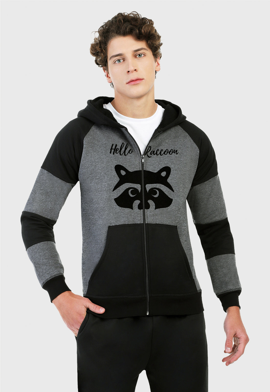 Chaqueta para Hombre | Gris y Negra | Mapache
